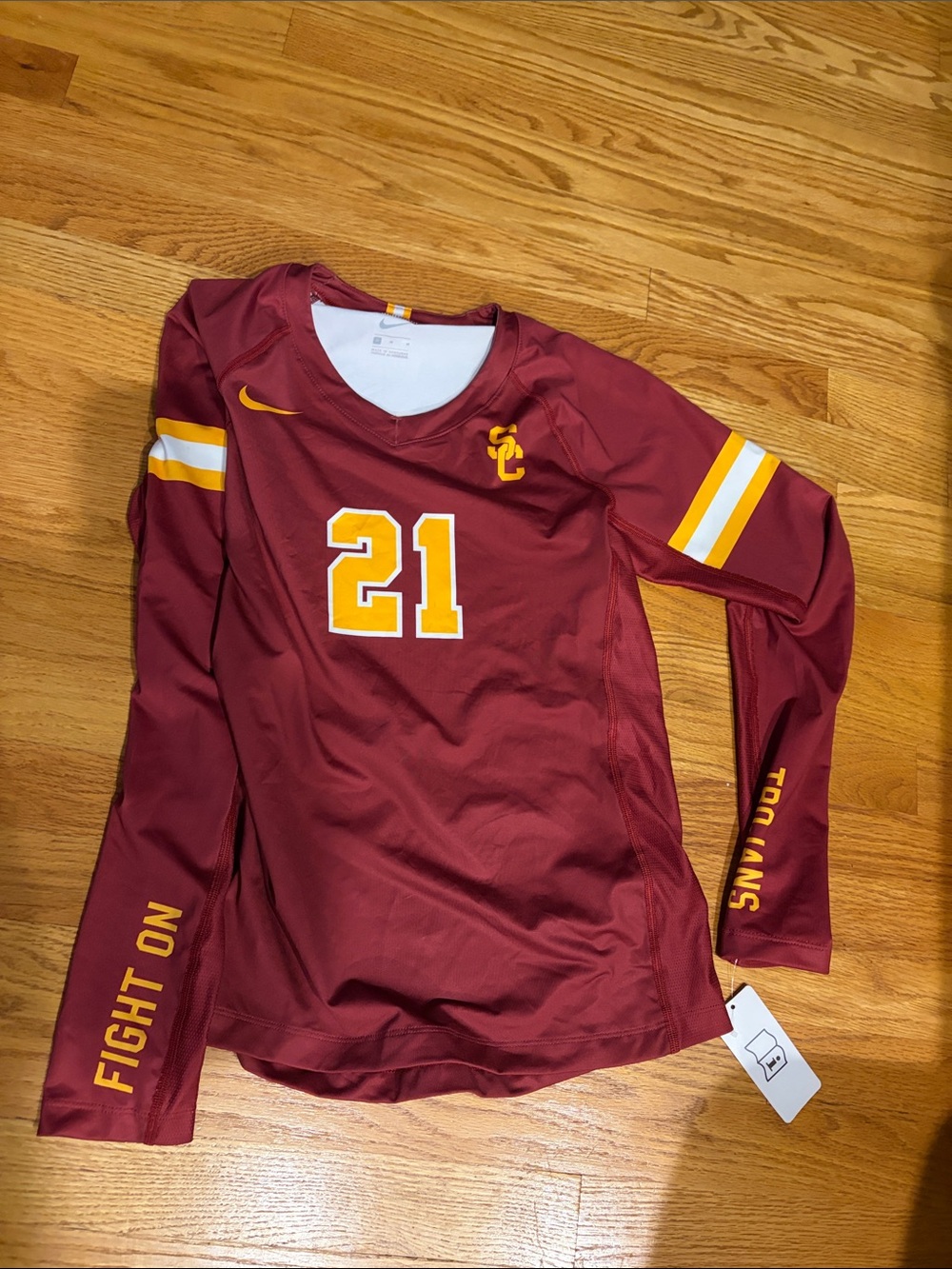 Nike Women's Maroon and Gold USC Football Jersey #21